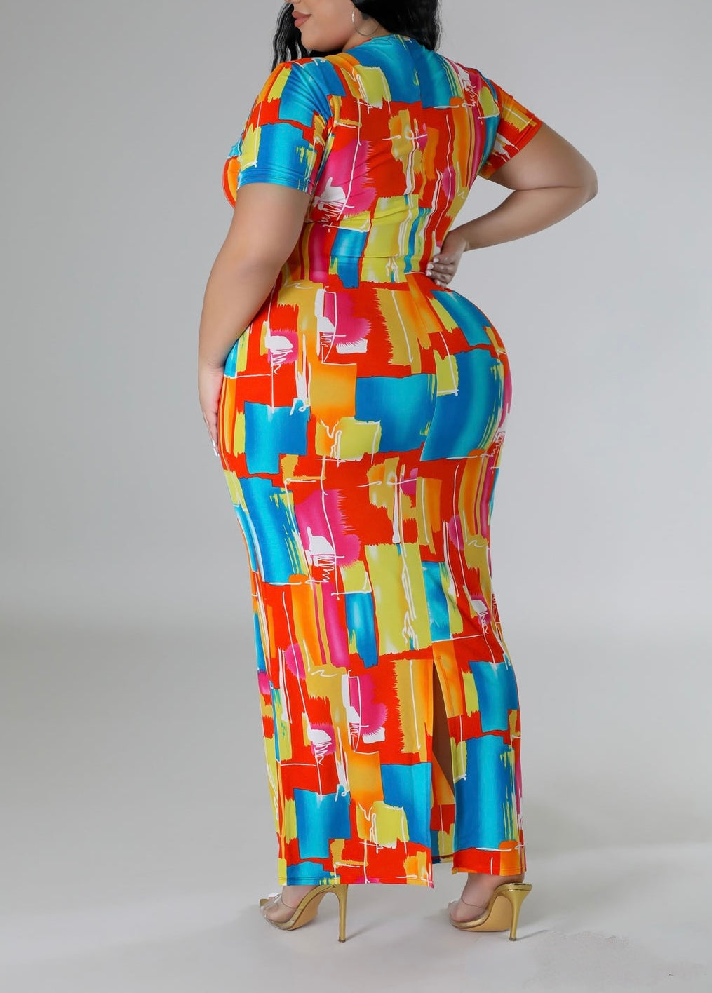 Bulgari Print Deep V Dress (PLUS)