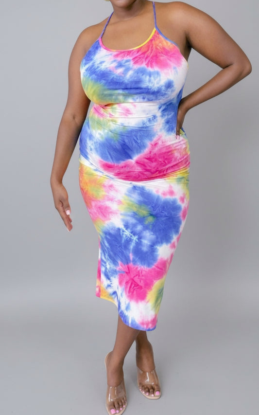 Long Multicolored Bodycon Dress (Plus)