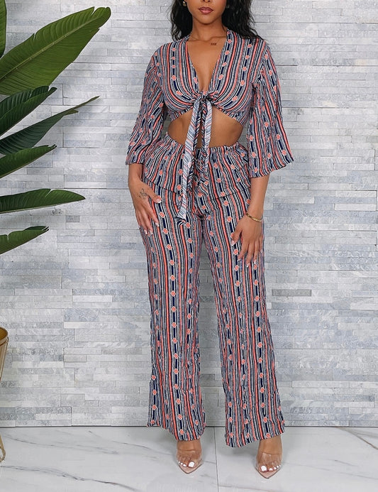 Cross Front Crop Top & Pants Set