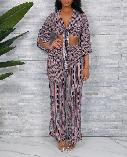 Cross Front Crop Top & Pants Set