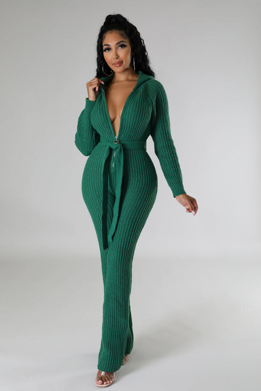 Knit Hooded Jumpsuit